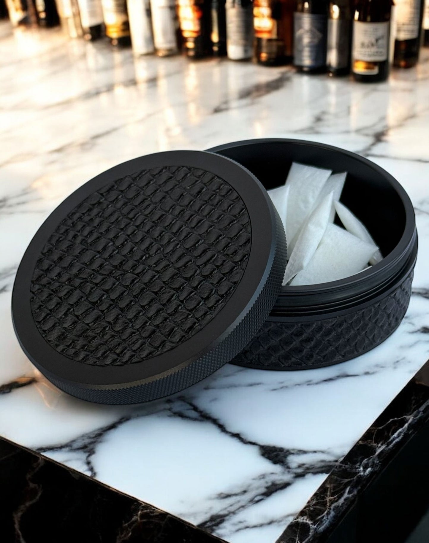 Black on Black Snake Leather Ruk-Can