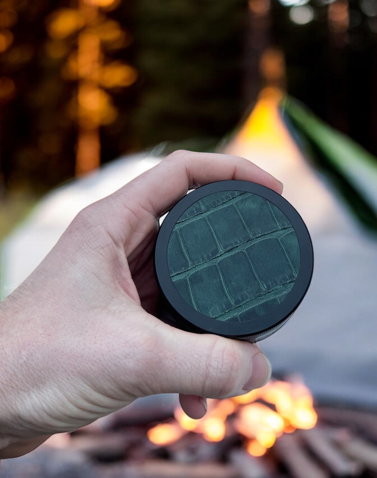 Black on Green Leather Croc Ruk-Can