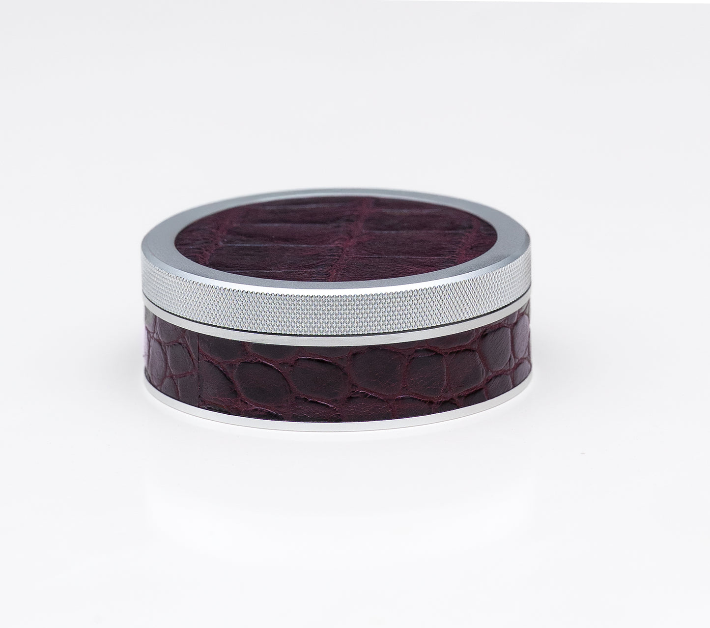 Silver on Maroon Croc Leather Ruk-Can