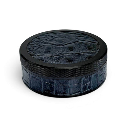 Black on Midnight Blue Embossed Croc Leather Ruk Can