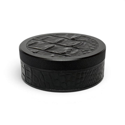 Black on Embossed Black Leather Croc Ruk Can