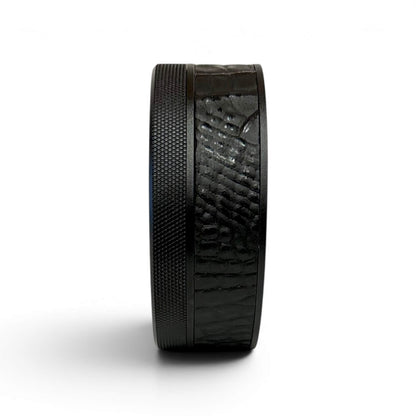 Black on Embossed Black Leather Croc Ruk Can
