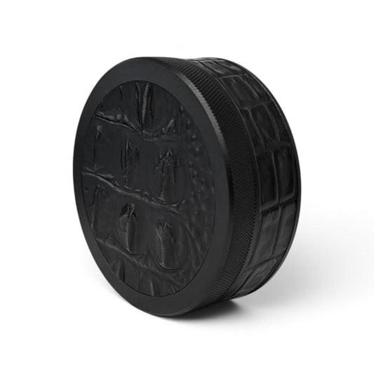 Black on Embossed Black Leather Croc Ruk Can