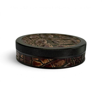 Black on Brown Embossed Croc Leather Ruk Can Slim