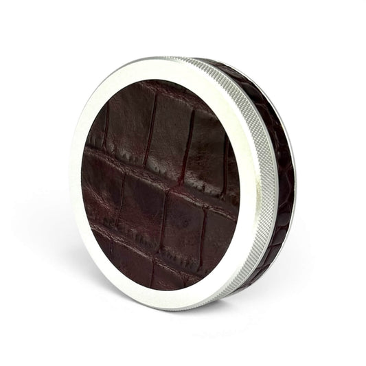 Silver on Maroon Embossed Croc Leather Ruk Can Slim