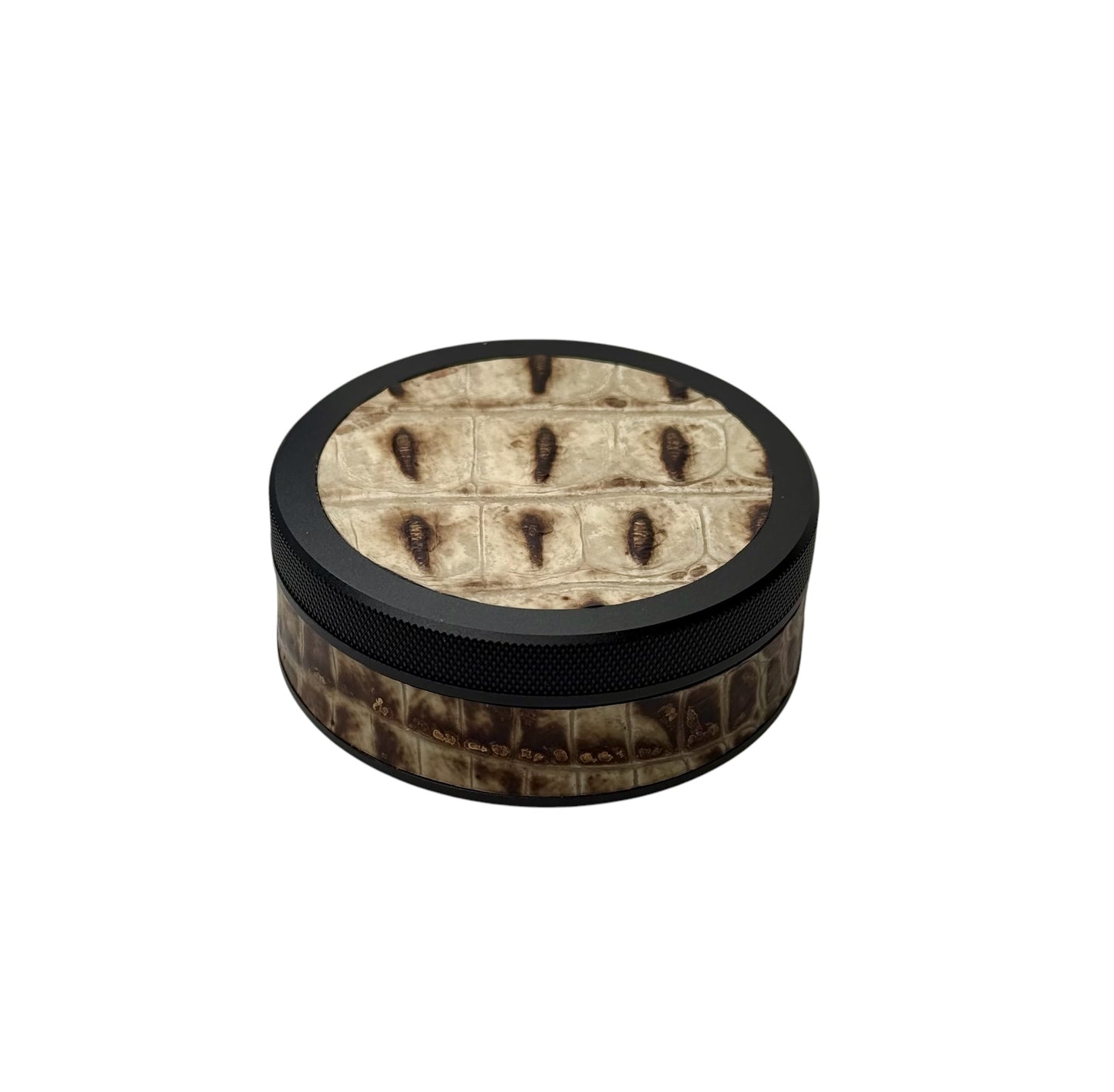 Black on White Embossed Croc Leather Ruk Can