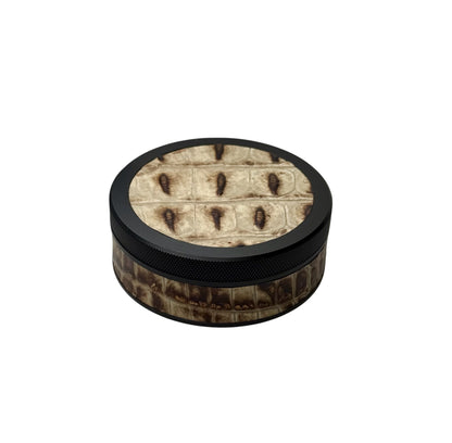 Black on White Embossed Croc Leather Ruk Can