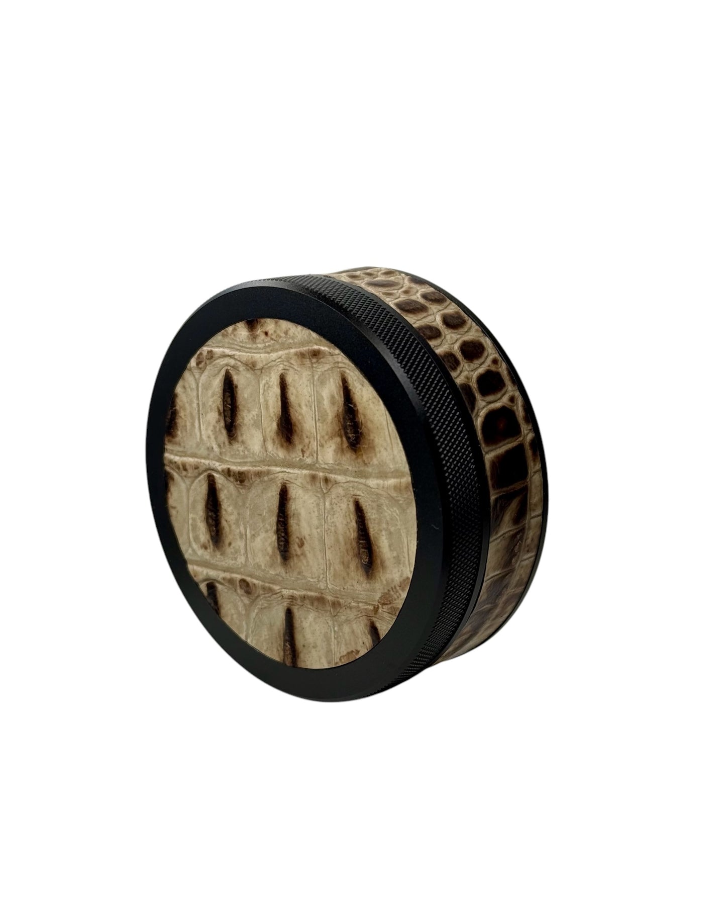 Black on White Embossed Croc Leather Ruk Can