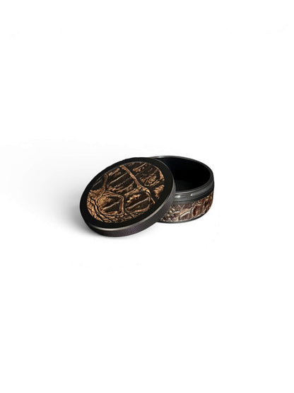 Black on Brown Embossed Croc Leather Ruk Can
