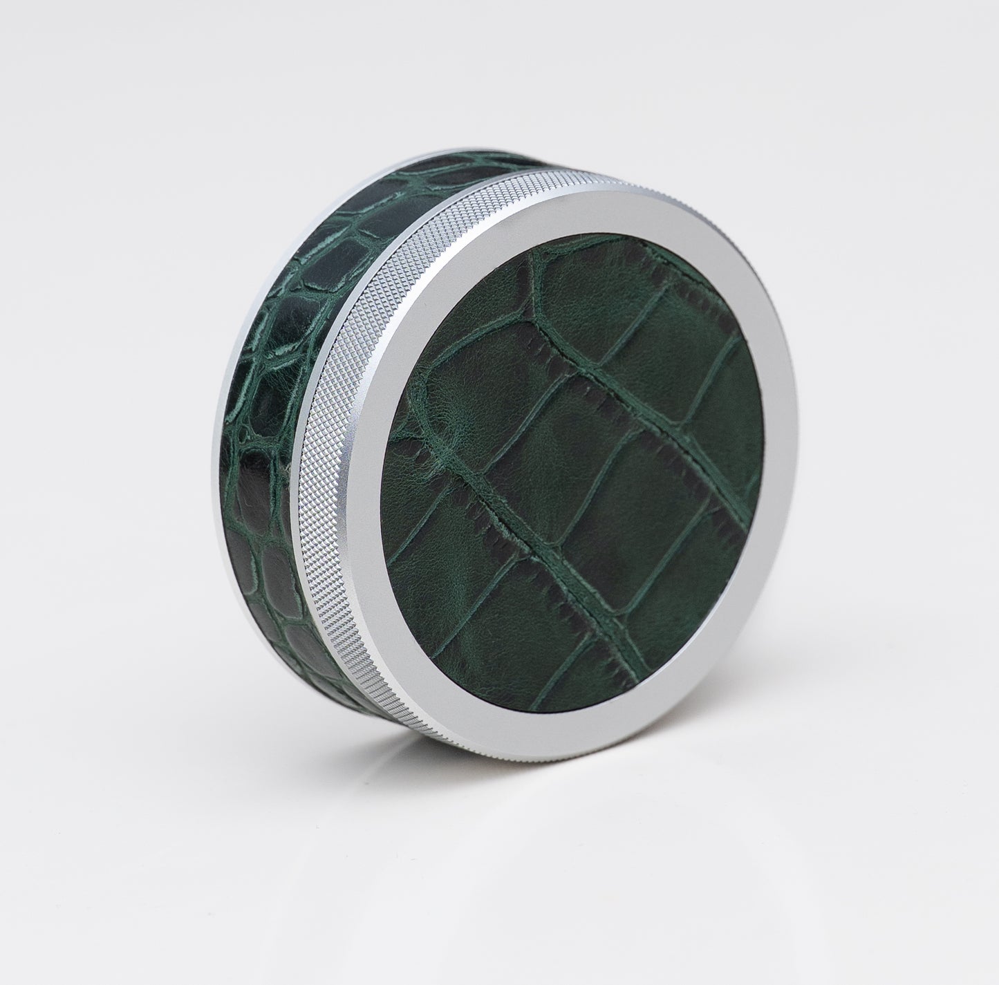 Silver on Green Leather Croc Ruk-Can