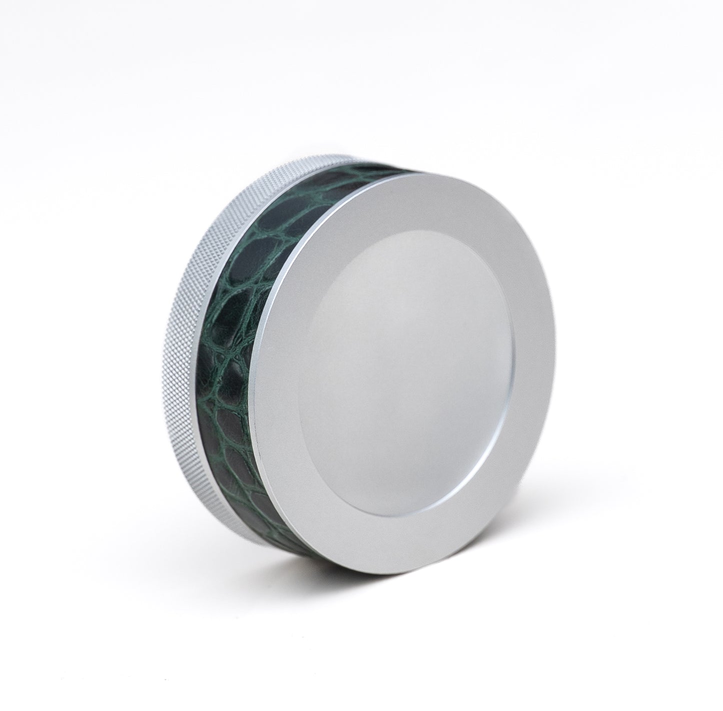 Silver on Green Leather Croc Ruk-Can