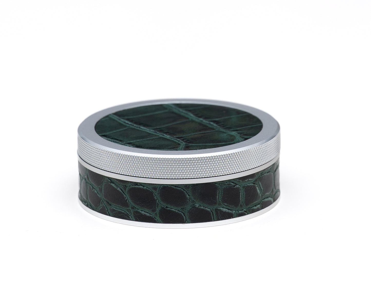 Silver on Green Leather Croc Ruk-Can