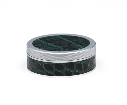 Silver on Green Leather Croc Ruk-Can