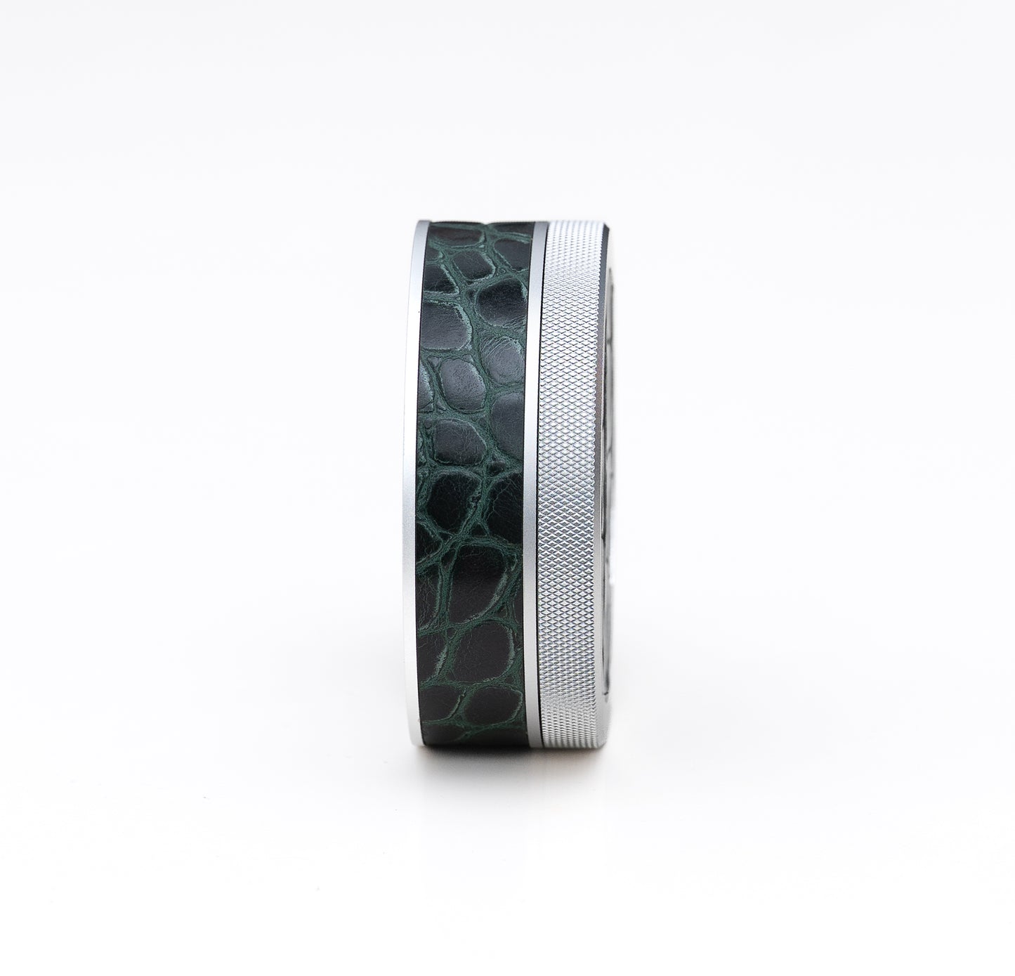 Silver on Green Leather Croc Ruk-Can