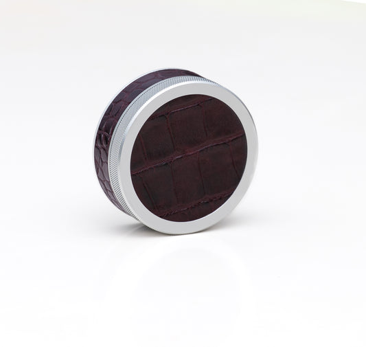 Silver on Maroon Croc Leather Ruk-Can