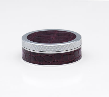Silver on Maroon Croc Leather Ruk-Can